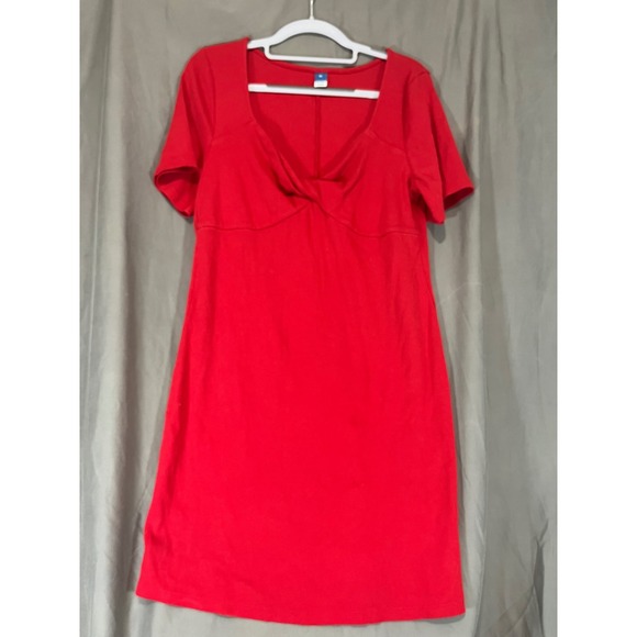 Old Navy Dresses & Skirts - Old Navy Womens XL Red Ribbed Sweetheart Twist Front Short Sleeve Mini Dress